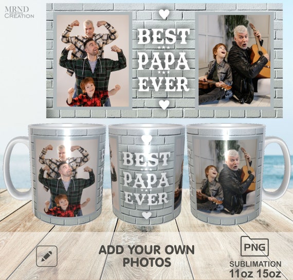 Best Papa Sublimation Mug PNG - Father's Day Collage Template - Father's Day Sublimation PNG