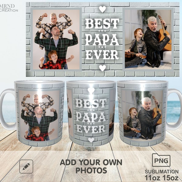 Best Papa Sublimation Mug PNG - Father's Day Collage Template - Father's Day Sublimation PNG