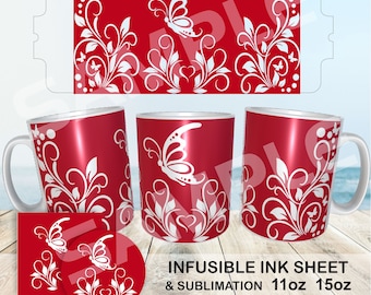 Butterfly Mug Design Template – Spring Floral SVG for Cricut