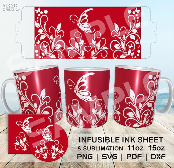 Butterfly Mug Design Template – Spring Floral SVG for Cricut