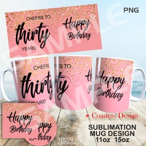 30 Geburtstag Becher Wrap Sublimation PNG | 30 Geburtstag Tasse Sublimation | Party Becher Wrap PNG | Sublimationsbecher Vorlage | Sublimationsbecher PNG