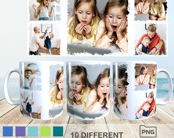 Family Mug Wrap PNG | Family Mug Wrap | Photo Mug Collage Template | Photo Mug Collage | Creative Mug Design Template | Photo Mug Template