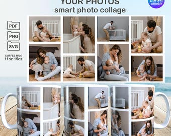 Family Mug Wrap PNG | Family Mug Wrap | Photo Mug Collage Template | Photo Mug Collage | Creative Mug Design Template | Photo Mug Template