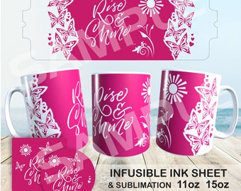Butterfly Mug SVG Template | Cricut, Infusible Ink Design (Digital Download)