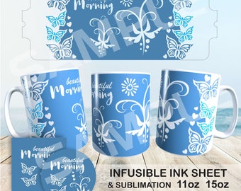 Butterfly Mug SVG Template | Cricut Infusible Ink Design (Digital Download)