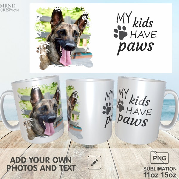 Dog Photo Insert Coffee Mug | Dog Photo Mug Wrap | Sublimation Mug Wrap | Dog Photo Insert Mug | Personalized Photo Mug | Photo Frame Mugs