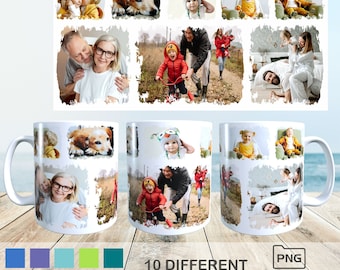 Family Mug Wrap PNG - Plantilla de collage de taza fotográfica para impresión por sublimación