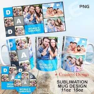 Taza con foto del mejor papá del mundo: diseño único de taza con sublimación de collage de fotos