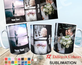 Plantilla para taza con collage de fotos - 'Momentos memorables' - Envoltura PNG para sublimación (Descarga digital)