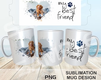 Dog Mug Wrap PNG | Photo Collage Template (11oz 15oz)