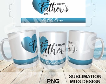 Sublimation de tasse pour la fête des pères PNG | Meilleur collage de tasse de café pour papa avec sublimation PNG | Mug cadeau fête des pères avec collage PNG