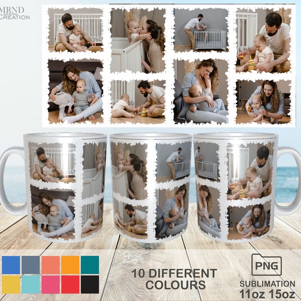 Familie Becher wickeln PNG | Familie Becher wickeln | Foto-Becher-Collage-Vorlage | Fototasse Collage | Kreative Tasse Design-Vorlage | Foto-Becher-Vorlage