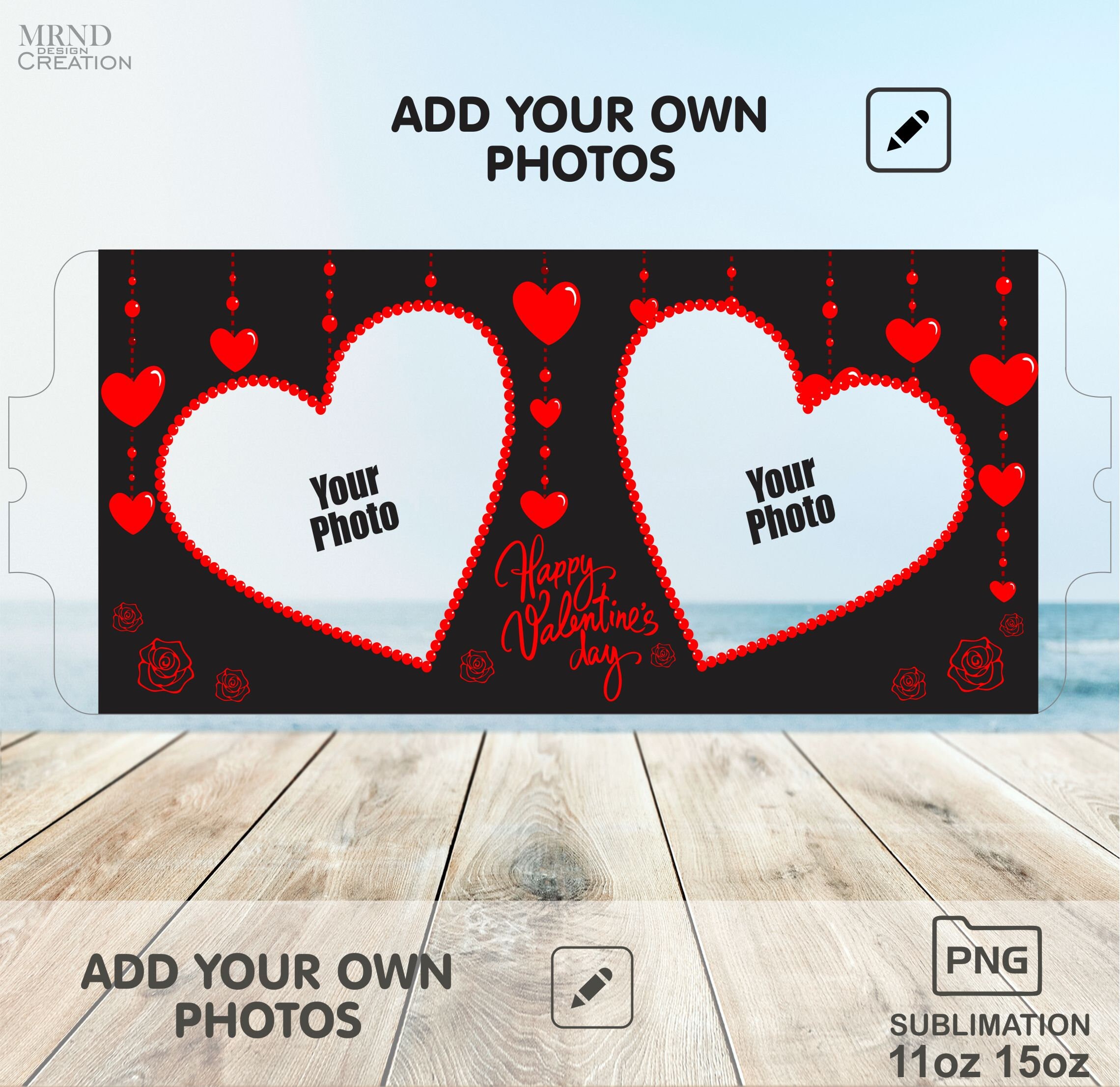 Heart Photo Insert Personalized Two Love Hearts Photo Insert Coffee Mug - Etsy