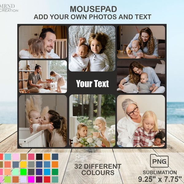 Family Photo and Text Mousepad | Photo Collage Mousepad | Mousepad Design | Sublimation Mousepad | Photo Frame Mousepad PNG