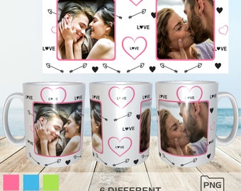 I Love You 2 Picture Coffee Mug - Valentines Day Photo Mug - Love Mug PNG - Custom Valentine dDay Mug, I Love You Photo Mug
