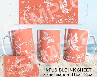 Butterfly Mug SVG Template | Cricut Infusible Ink Design (Digital Download)