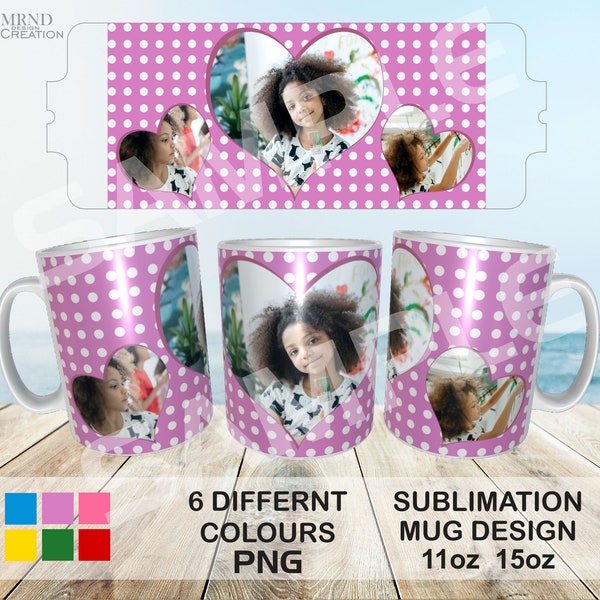 Polka Dots Heart Photo Mug PNG - Polka Dots Sublimation Mug PNG - Heartwarming Moments with Our Polka Dots Heart Photo Mug