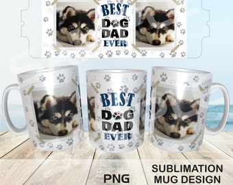 Mug photo personnalisé papa chien - Sublimation PNG - Cadeau pour les amoureux des chiens