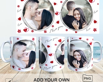 I Love You Mug PNG, Valentine's Day Mug Wrap, Valentines Day Photo Mug Wrap, Valentine's Day Photo Template, Love Mug Sublimation