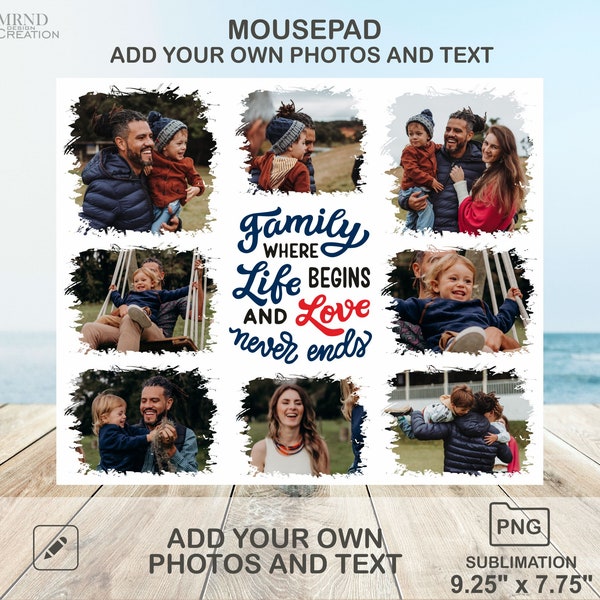 Tapis de souris photo pour sublimation | Tapis de souris collage photo | Tapis de souris Design | Tapis de souris sublimation | Cadre photo avec tapis de souris PNG