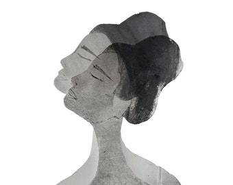 Shoulders, art print, 20x30 cm on 250 gr Biotop paper. Black and White, etching