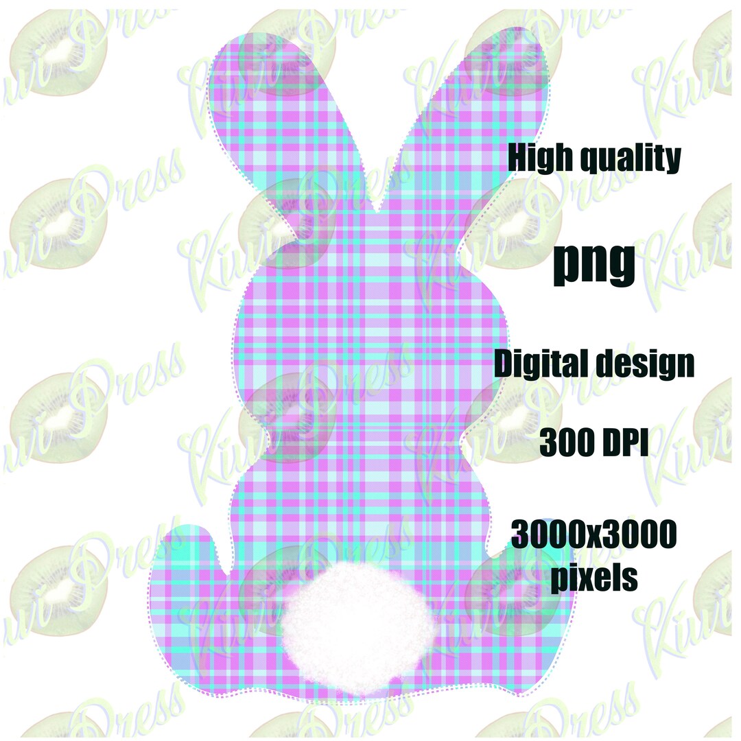 Plaid Easter Bunny PNG Digital Download 300DPI 3kx3k Sublimation Design ...