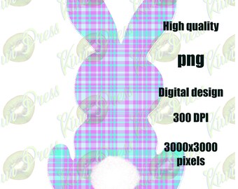 Plaid easter bunny PNG digital download 300DPI 3kx3k sublimation design