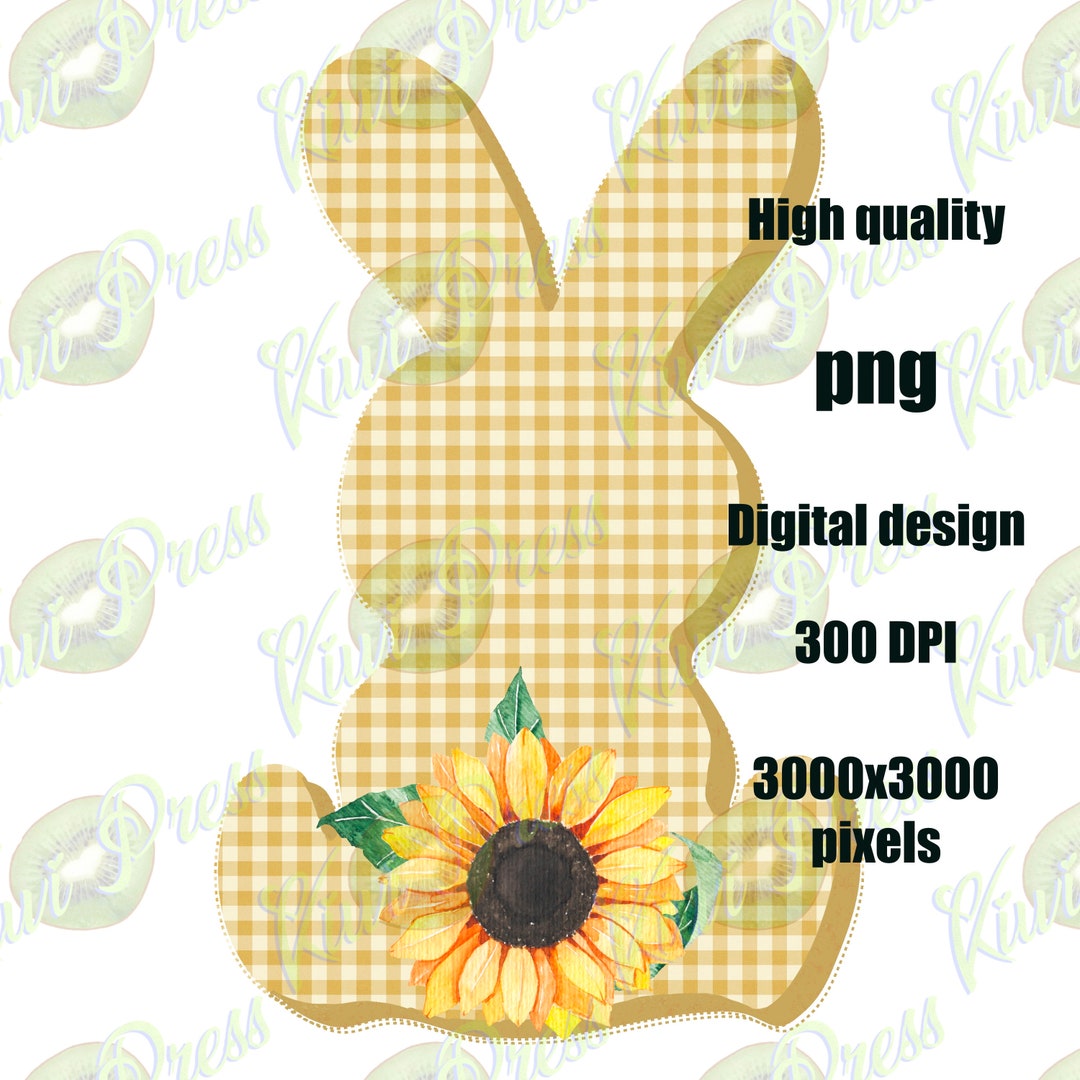 Sunflower Buffalo Plaid Easter Bunny PNG Sublimation 300 DPI Digital ...