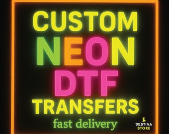 Custom Neon DTF Transfer: Full Color Heat Transfer, Glows Under UV Light