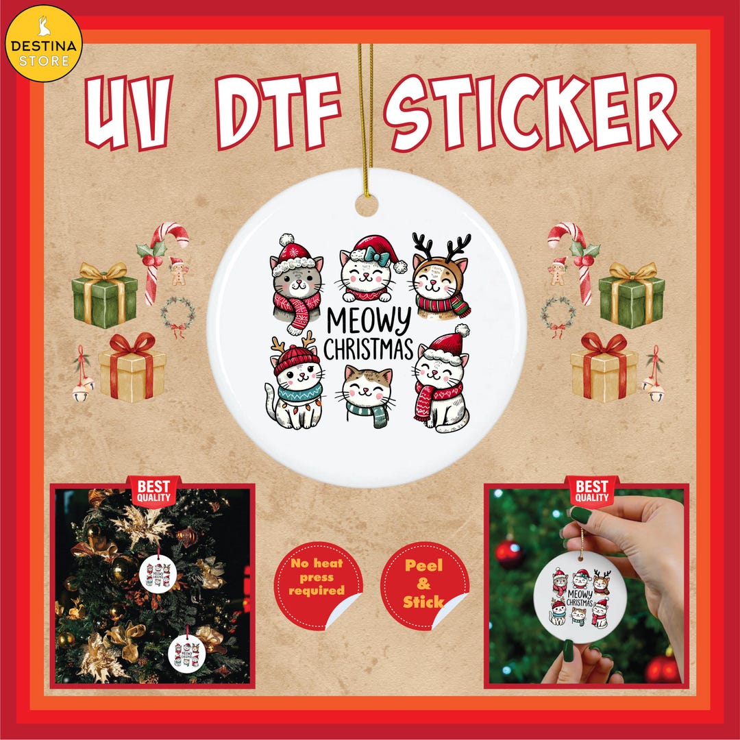 Meowy Christmas Cats Sticker – Cute Cat Ornament Decoration - Etsy