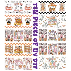 Halloween Ten pieces of UV DTF Pumpkin Bundle (10 pc), Ghost bundle UV Dtf, Groovy Halloween Uv Dtf Cup Wrap For 16 Oz