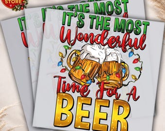 Christmas Beer DTF Transfer, Holiday Party Shirt Design