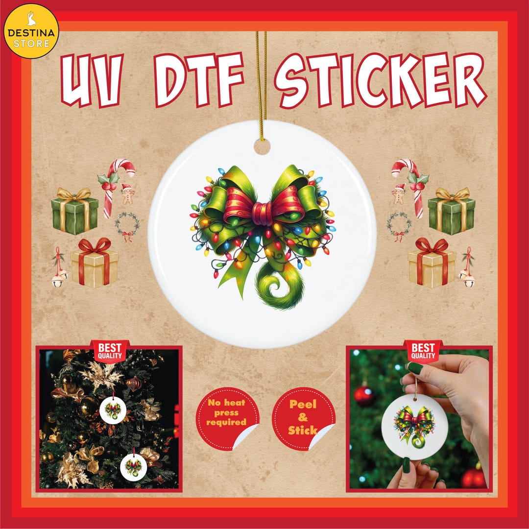 Colorful Christmas Ribbon Bow Sticker – Holiday Ornament Decoration - Etsy