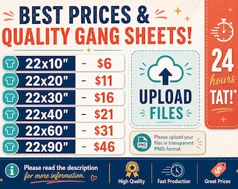 Custom DTF Gang Sheet, Upload Your Design
