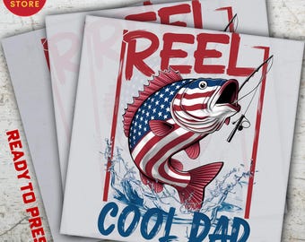 Reel Cool Dad DTF Transfer, Fishing Father Design
