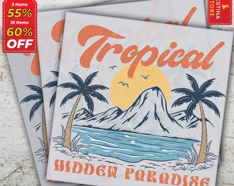 Tropical Hidden Paradise, Ready to Press, Summer Transfers, Vacation DTF Print, Tshirt Dtf, Heat Press, Direct to Film, Hello Summer DTF