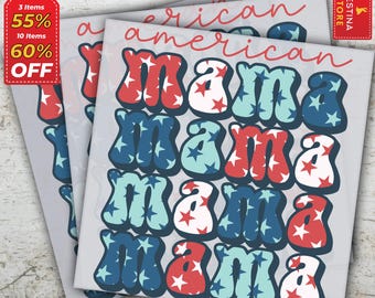 American Mama, Ready to Press, Coquette 4th Of July DTF Transfers, Retro USA Flag DTF Print, Shirt Transfer, Heat Transfer, Direct to Film