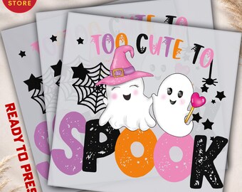 Too Cute To Spook DTF Transfer - Ghost Halloween Design