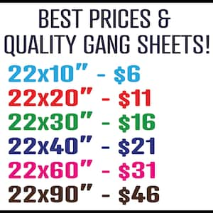 Gang Sheet,DTF Transfer, Custom DtF Transfer, Heat Press Transfer, Screen Print Transfers, Direct To Film, Heat Transfer Designs, Ready