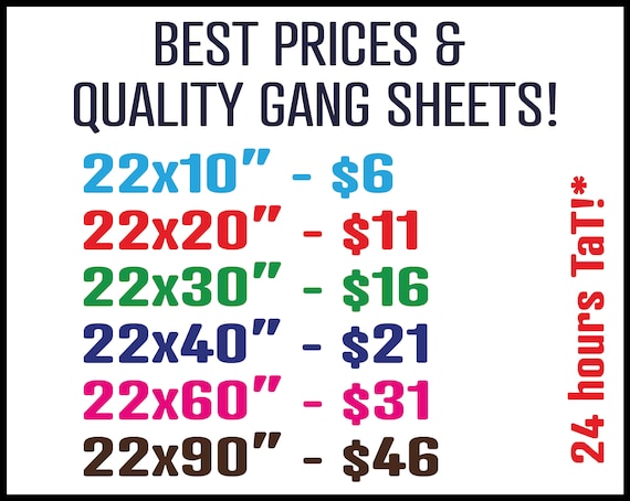 Gang Sheet,DTF Transfer, Custom DtF Transfer, Heat Press Transfer, Screen Print Transfers, Direct To Film, Heat Transfer Designs, Ready