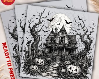 Haunted House Halloween DTF Transfer, Spooky Mansion Shirt Design