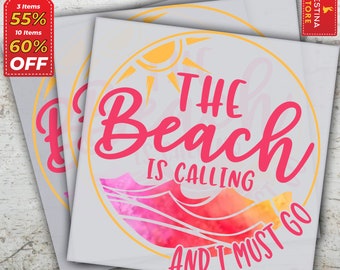 The Beach DTF Transfer, Hello Summer, Lets Go Surfing, Ready to Press, Personalized DTF, High Quality, Heat Transfer Design, Direct to Film