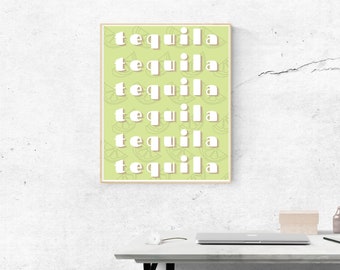 Retro Tequila Printable Wall Art. Digital Download. Alcohol Print. Trendy girly print. Retro, Art Deco, Modern Decor