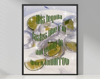 tequila printable wall art. downloadable print. retro cocktail. fun alcohol wall decor. Art Deco home decor. digital download