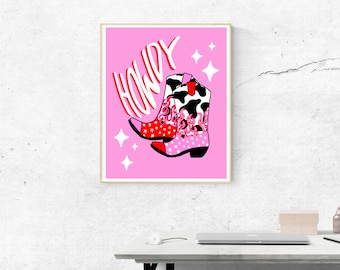 Howdy Cowgirl Boots Digital Download Print