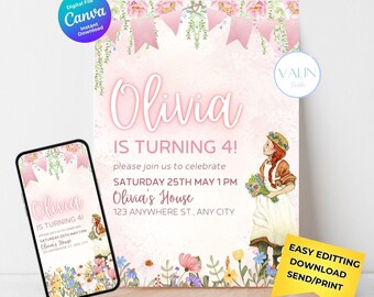 Anne of Green Gables Birthday Invitation: Editable Book Character Template (Digital Download)