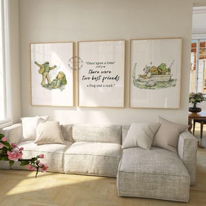 Frosch und Kröte Buchplakat 3er-Set, Homeschool Leseplakate für Kinderzimmer Leseecke, Buchcharakterkunst für Spielzimmer-Wanddekor