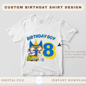 Personnalisé Pete le chat anniversaire garçon chemise imprimable PNG chat fête d'anniversaire fer sur le transfert pour sublimation téléchargement immédiat décoration de fête