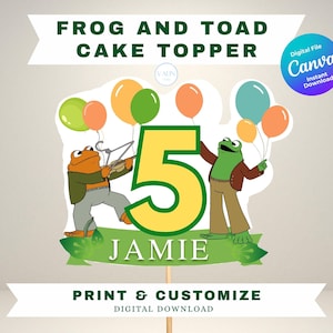 Frog and Toad Cake Toppers Template Kids frog Birthday Baby Shower Instant Download 1st birthday 3rd birthday printable