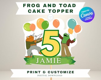 Frog and Toad Cake Topper: Book Theme Birthday Party (Digital Download)